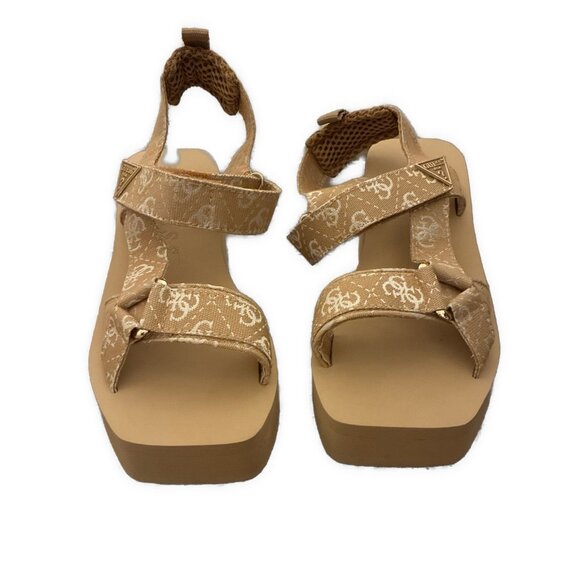 Guess Tan Quattro G Daysa Strappy Eva Wedge Sandals 8 - Picture 3 of 5